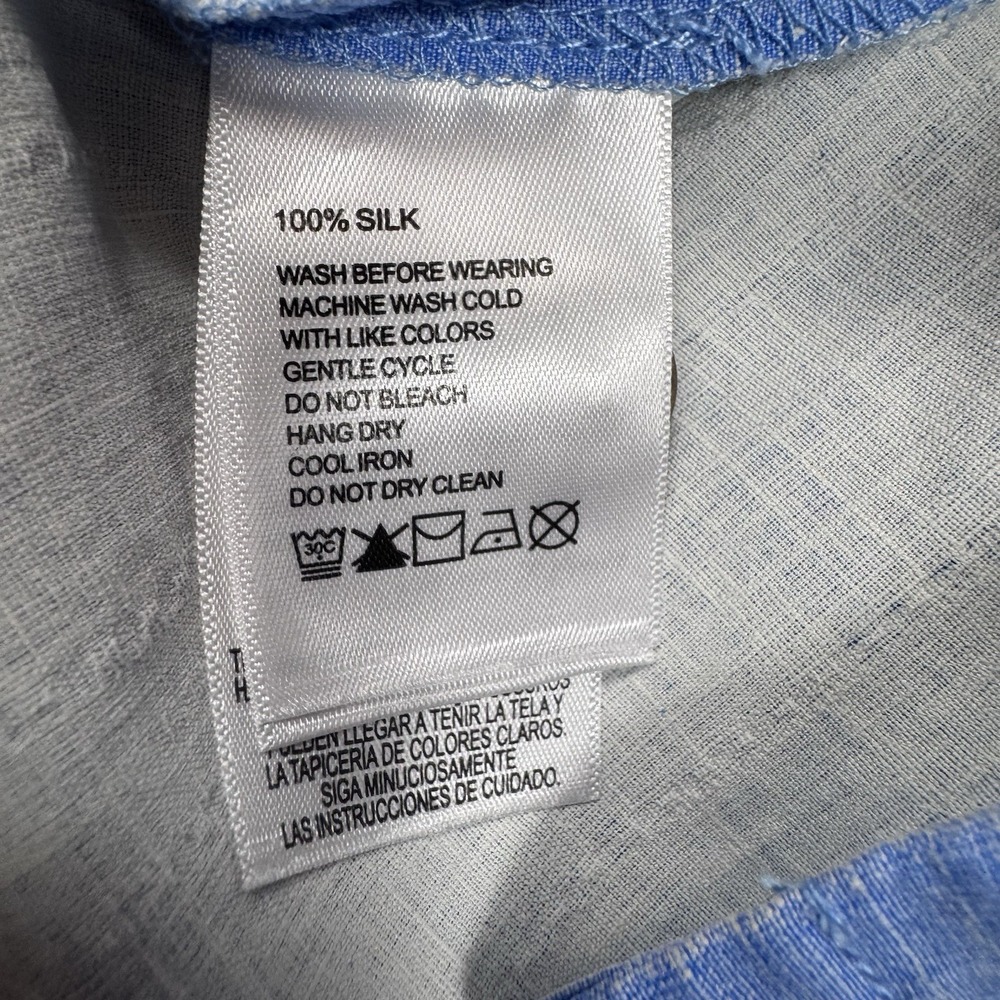TOMMY BAHAMA Men's Maui Border Silk Camp Shirt Buccaneer Blue Size Large - Picture 11 of 12